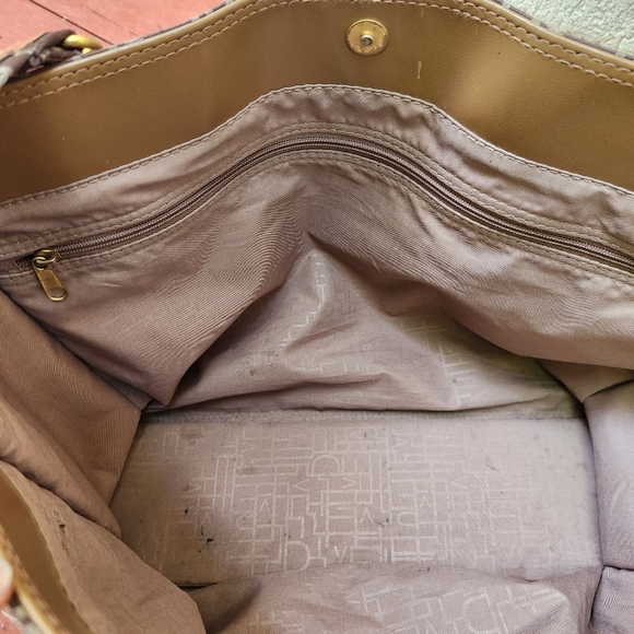 Vintage Diane von Furstenberg Tote Travel Bag Brown Lined Double Handle Purse - Picture 7 of 11
